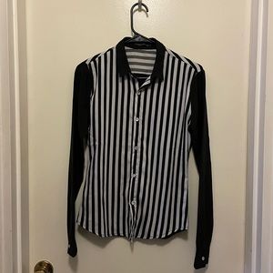 striped button up shirt